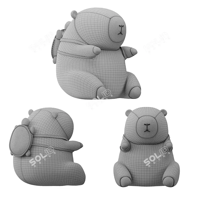 Capibara Plush Toy for Decor 3D model image 3