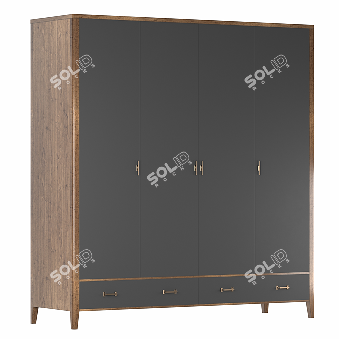 Parisian Chic Four-Door Wardrobe 3D model image 1