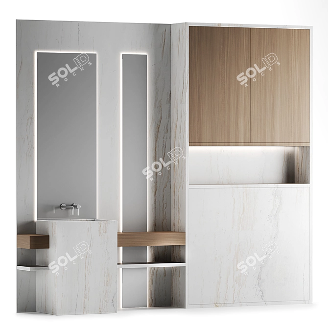 Modern Bathroom Furniture Set 3D model image 1