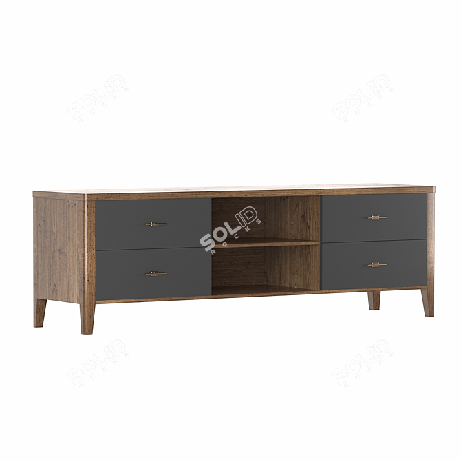 Parisian Chic Wooden Chest 3D model image 1