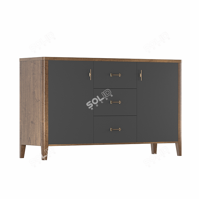 Parisian Chic Wooden Chest 3D model image 5