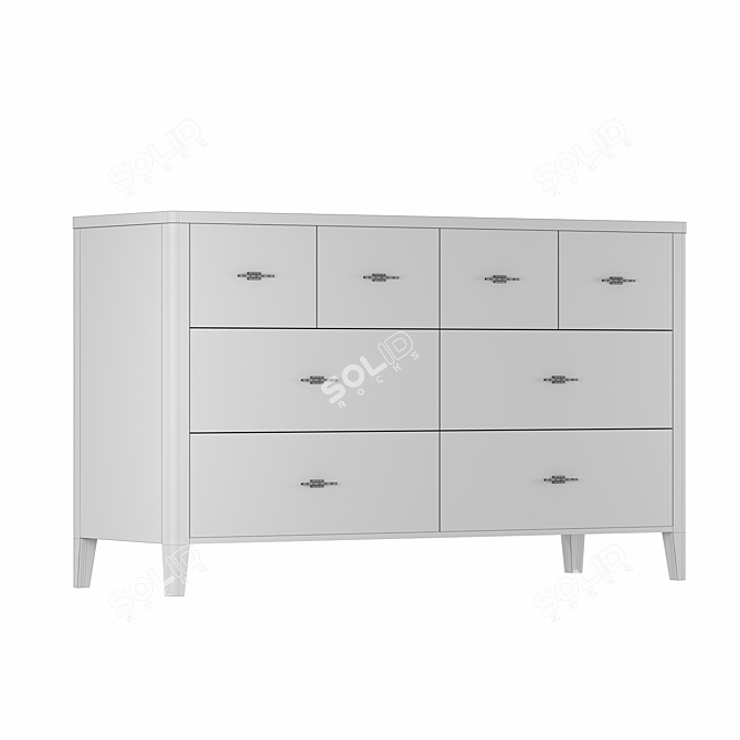 Parisian Chic Eight-Drawer Oak Chest 3D model image 4