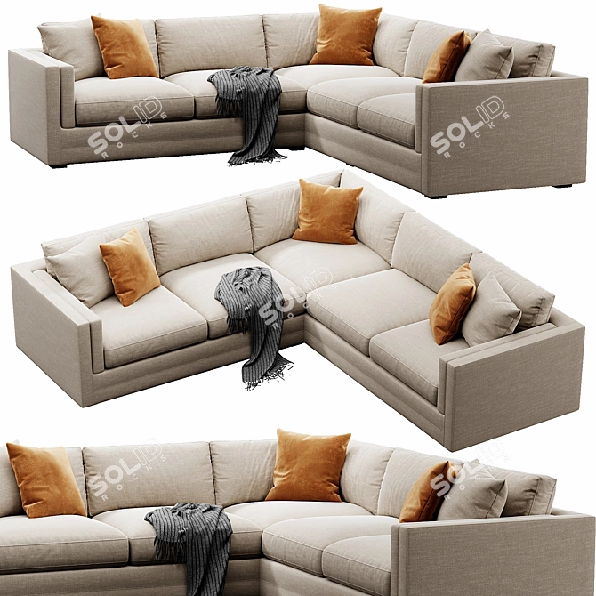 Lakeview Upholstered Corner Sectional Sofa 3D model image 4