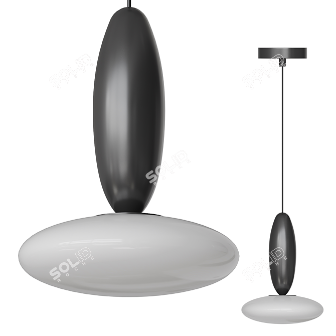 Sleek Black Pendant Light 3D model image 1