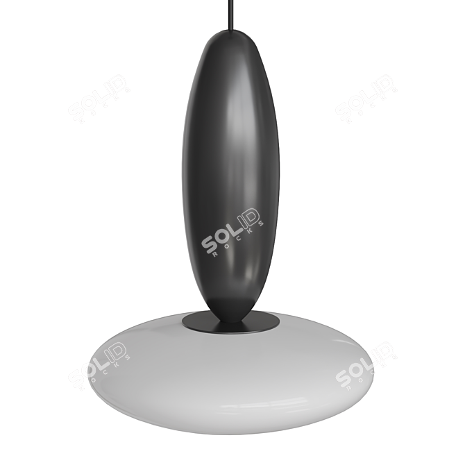 Sleek Black Pendant Light 3D model image 2