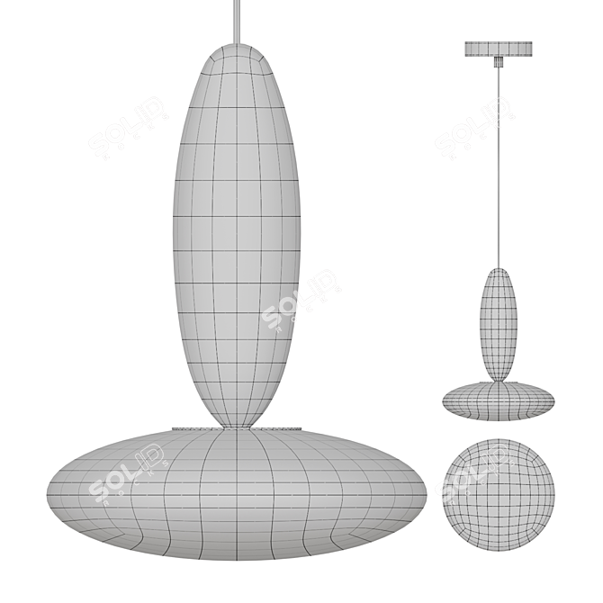 Sleek Black Pendant Light 3D model image 3