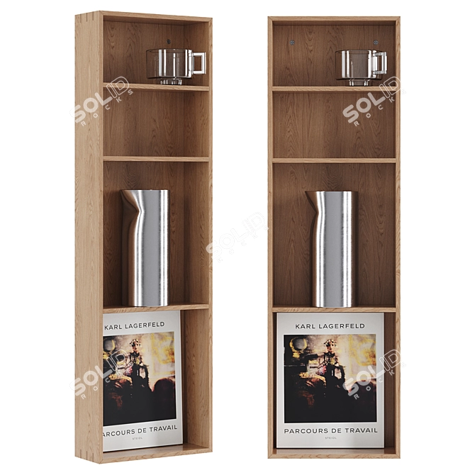 Sleek Oak Shelf Display 3D model image 1