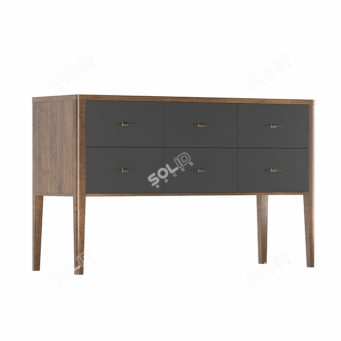 Parisian Chic Console with Six Drawers 3D model image 1