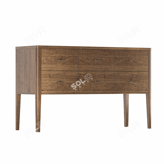 Parisian Chic Console with Six Drawers 3D model image 3