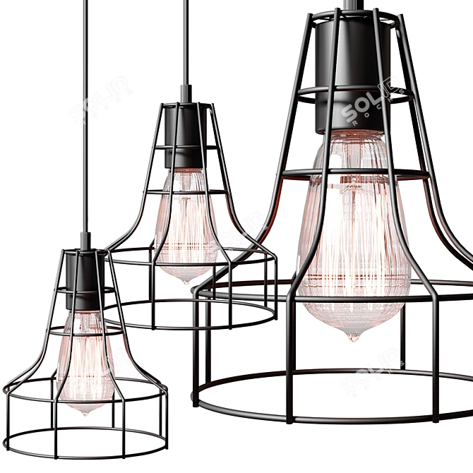 Industrial Loft Metal Chandelier 3D model image 2