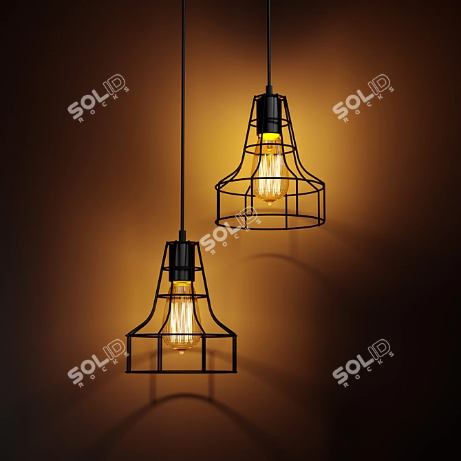 Industrial Loft Metal Chandelier 3D model image 3