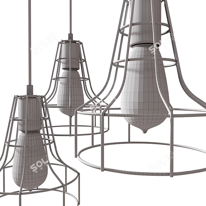 Industrial Loft Metal Chandelier 3D model image 6