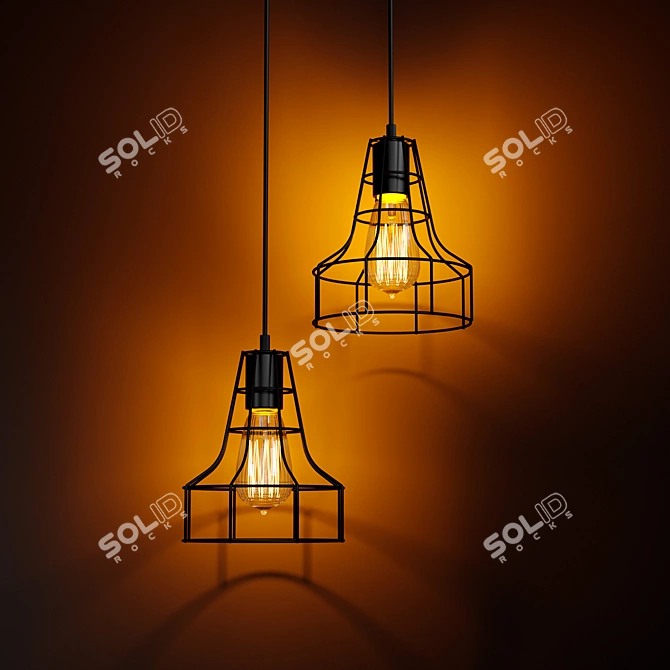 Industrial Loft Metal Chandelier 3D model image 10