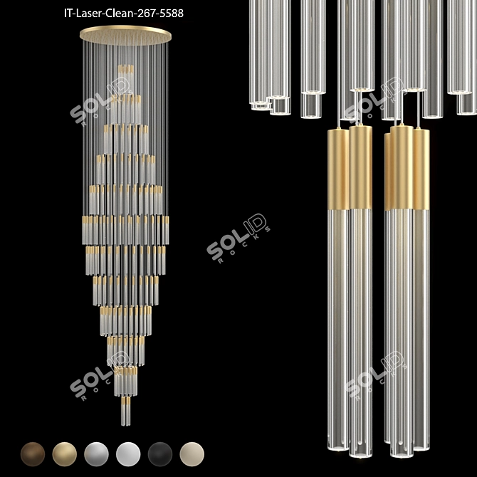 Modern Acrylic Metal Chandelier 3D model image 1