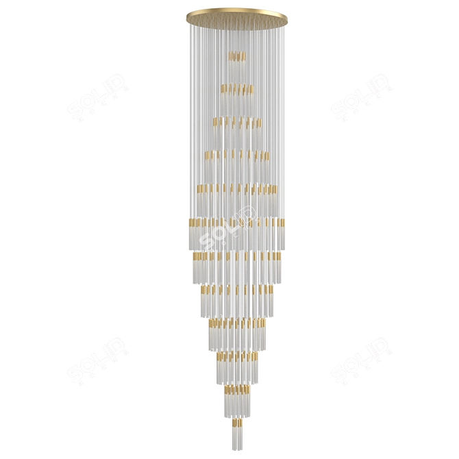 Modern Acrylic Metal Chandelier 3D model image 2