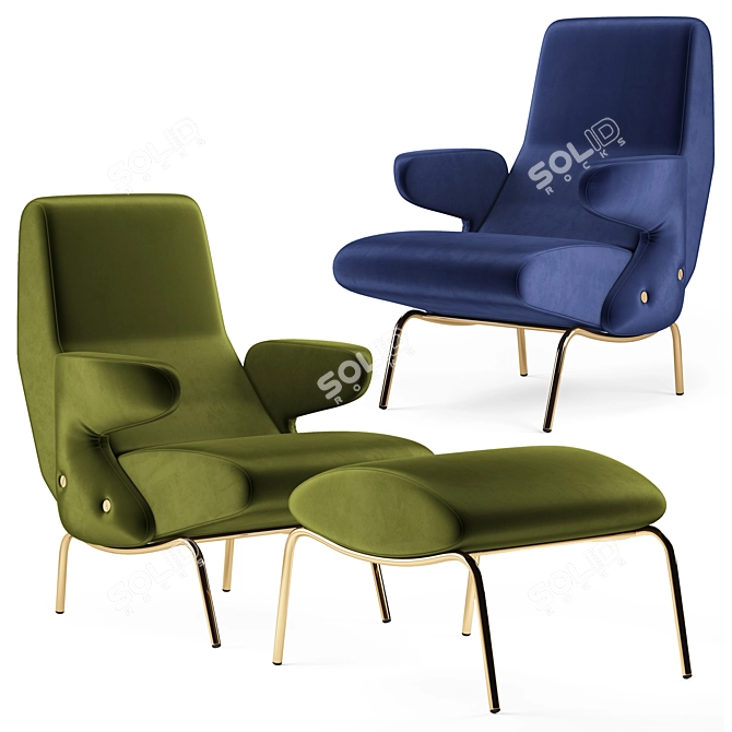 Modern Arflex Delfino Armchair 3D model image 1