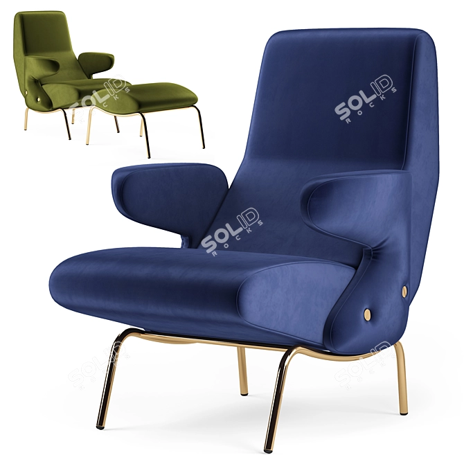 Modern Arflex Delfino Armchair 3D model image 6