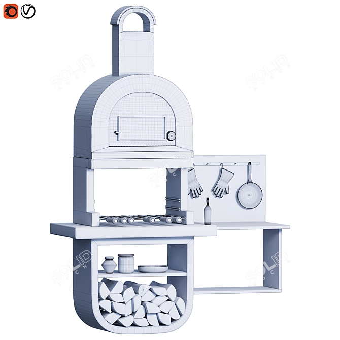 Brick Barbecue Outdoor Grill 3D 3D model image 4