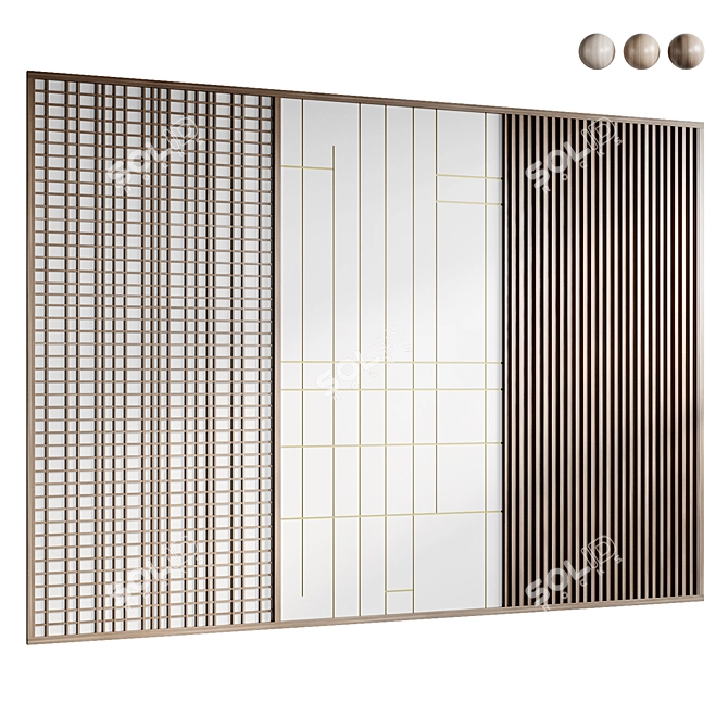 Wooden Wall Panel 420cm x 300cm 3D model image 2