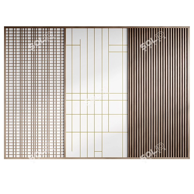 Wooden Wall Panel 420cm x 300cm 3D model image 3