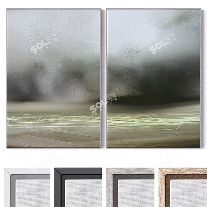 Large Wall Paintings Set with Frame Options 3D model image 1