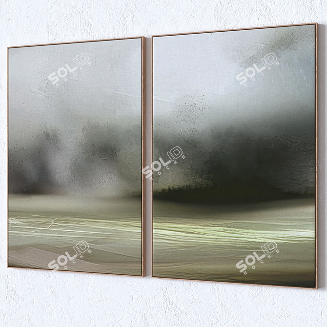 Large Wall Paintings Set with Frame Options 3D model image 3