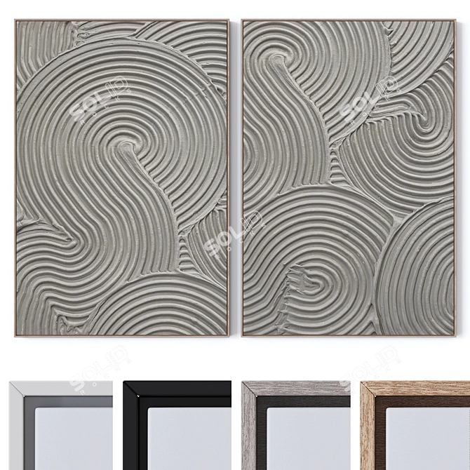 Wooden Frame Wall Art Set 3D model image 1