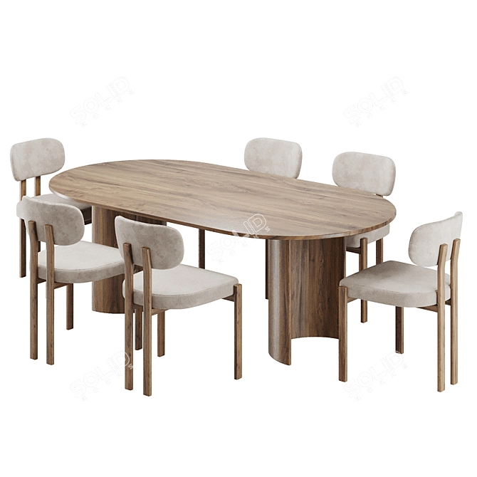 Modern Dining Chair Table Set 3D model image 2