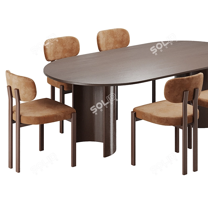 Modern Dining Chair Table Set 3D model image 5