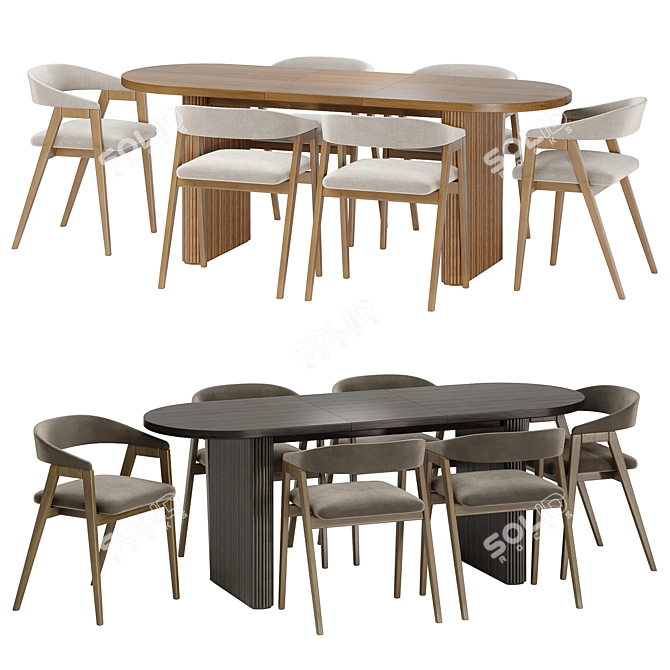 Elegant Trevor Chair and Homary Table 3D model image 1