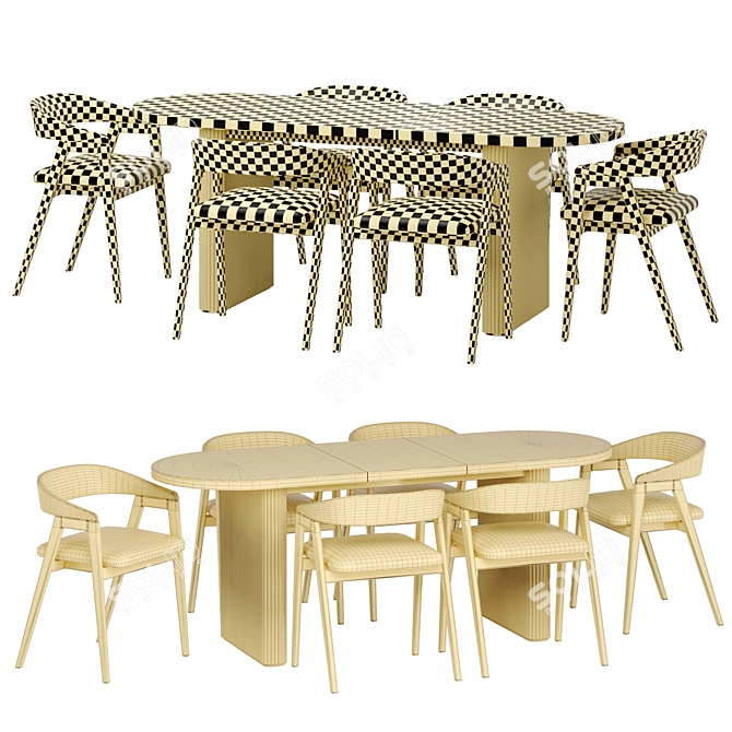 Elegant Trevor Chair and Homary Table 3D model image 7