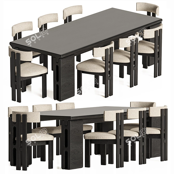 Modern Chic Mesa Dining Table 3D model image 1