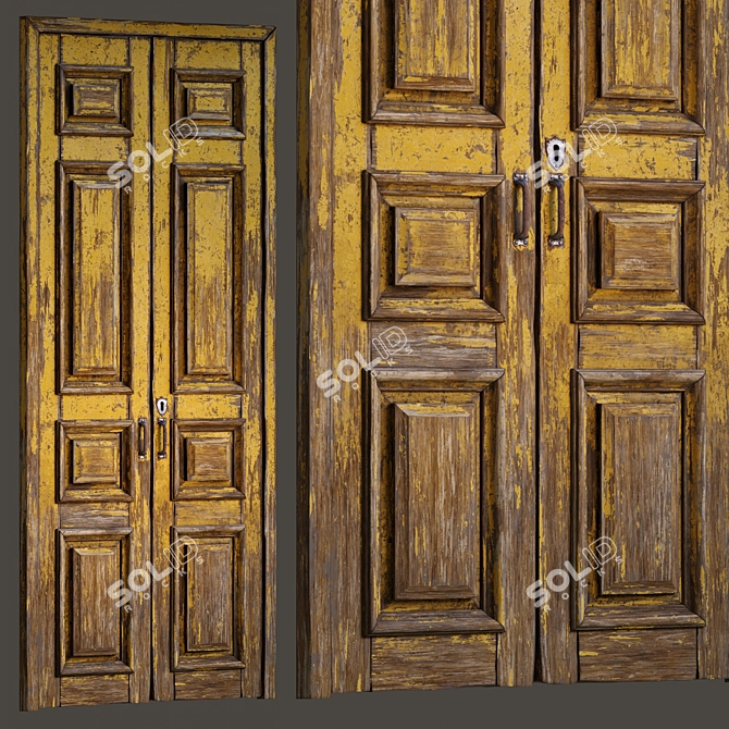 Vintage Old Door 3D Model 3D model image 1