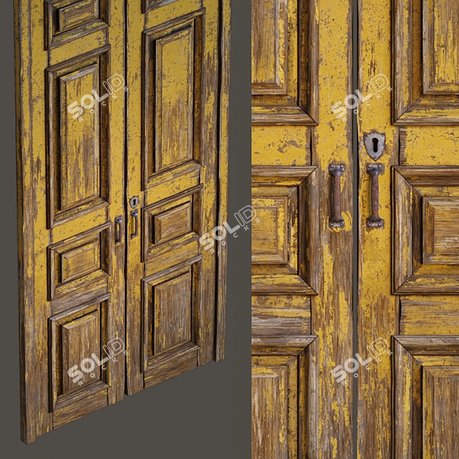 Vintage Old Door 3D Model 3D model image 6