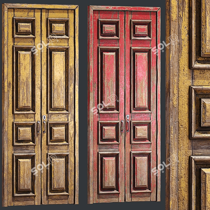 Vintage Old Door 3D Model 3D model image 8