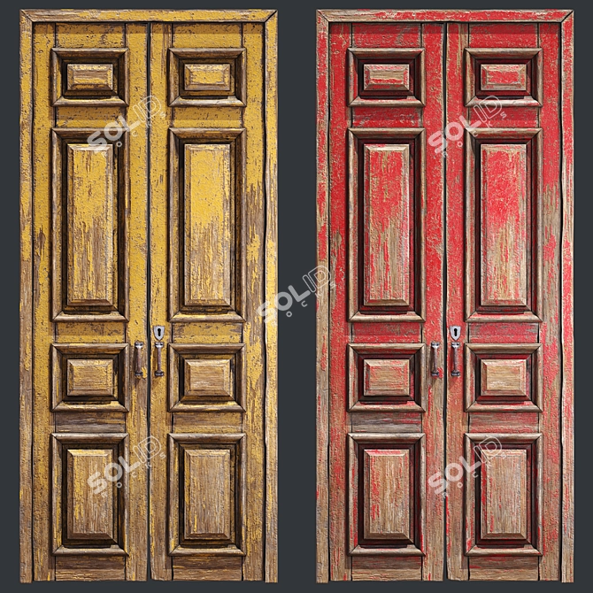 Vintage Old Door 3D Model 3D model image 9