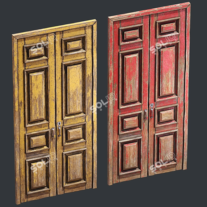 Vintage Old Door 3D Model 3D model image 11