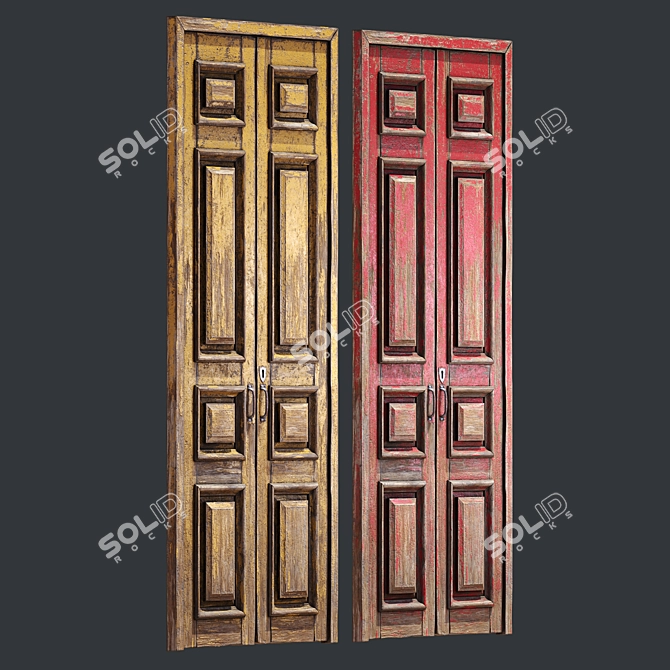 Vintage Old Door 3D Model 3D model image 12