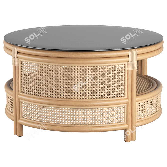 Rustic 2-Tier Coffee Table 3D model image 2