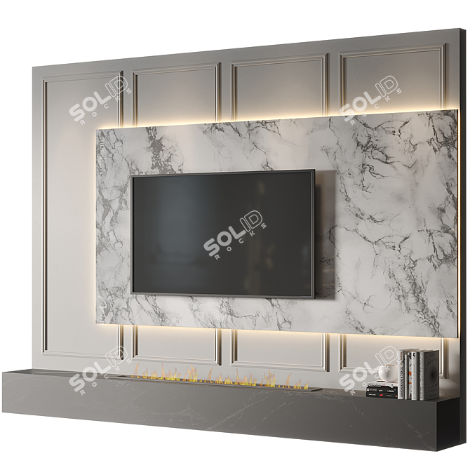 Modern TV Wall Set 2014 3D model image 1