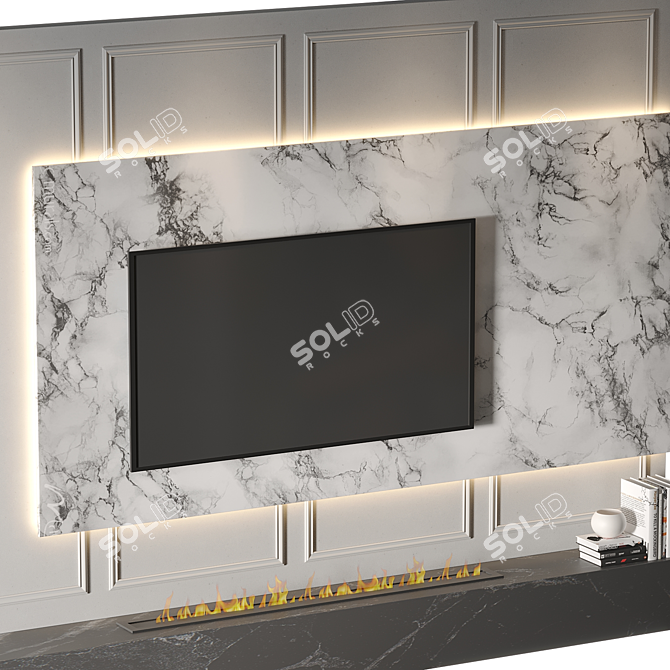 Modern TV Wall Set 2014 3D model image 3