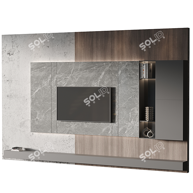 Modern TV Wall Set 2014 3D model image 5