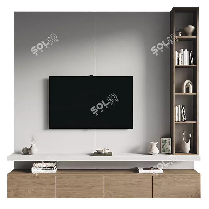 Modern TV Wall Set Model 3D model image 1
