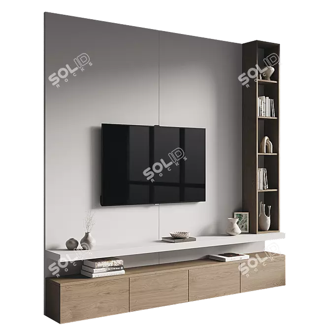 Modern TV Wall Set Model 3D model image 2