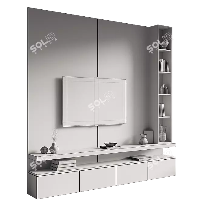Modern TV Wall Set Model 3D model image 4