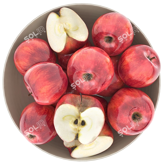 Modern White Bowl Apples Rendered 3D model image 2