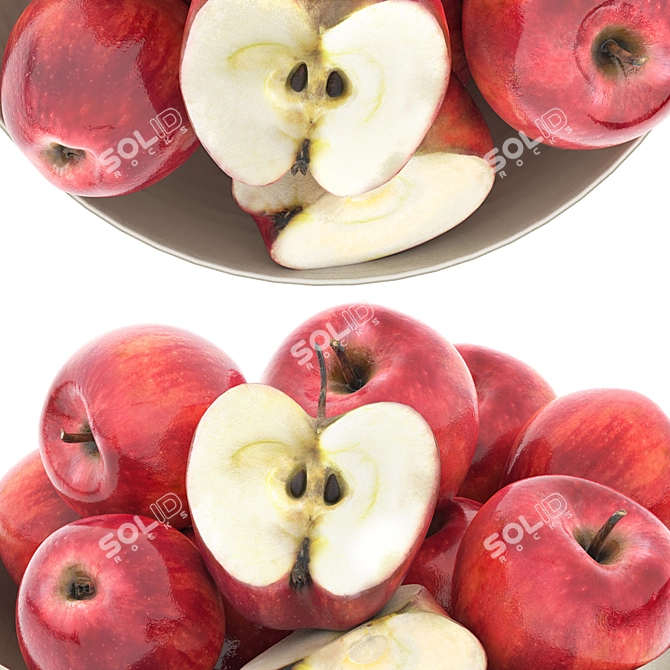 Modern White Bowl Apples Rendered 3D model image 3