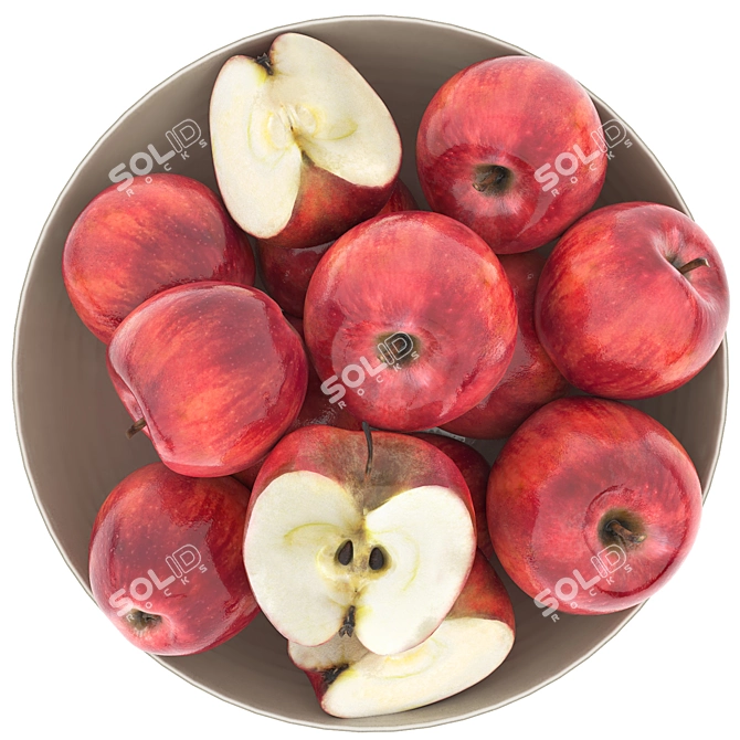 Modern White Bowl Apples Rendered 3D model image 5