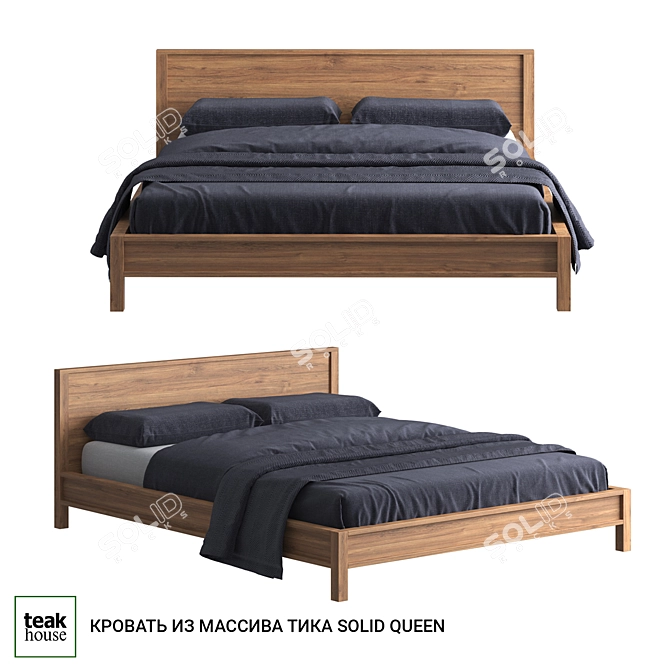 Royal Teak Bed 3D model image 1