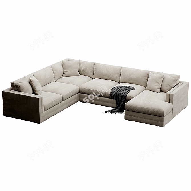 Modern 3-Piece Corner Sectional Sofa 3D model image 2